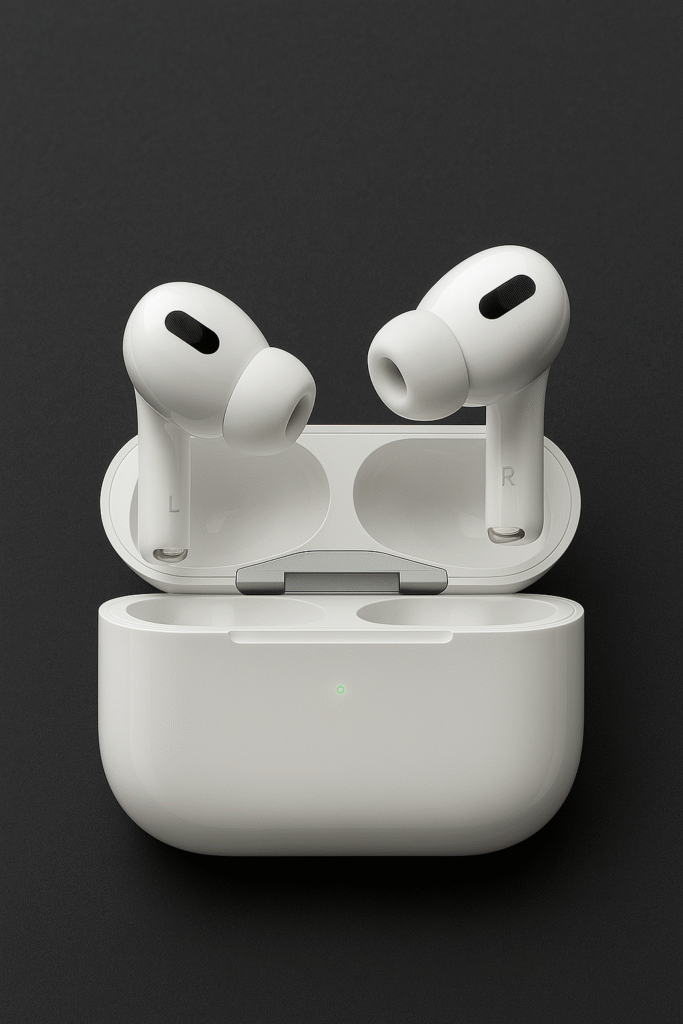 Close-up of Apple AirPods Pro 3 in charging case, emphasizing new features such as stronger noise cancellation, heart-rate sensor, and live translation.