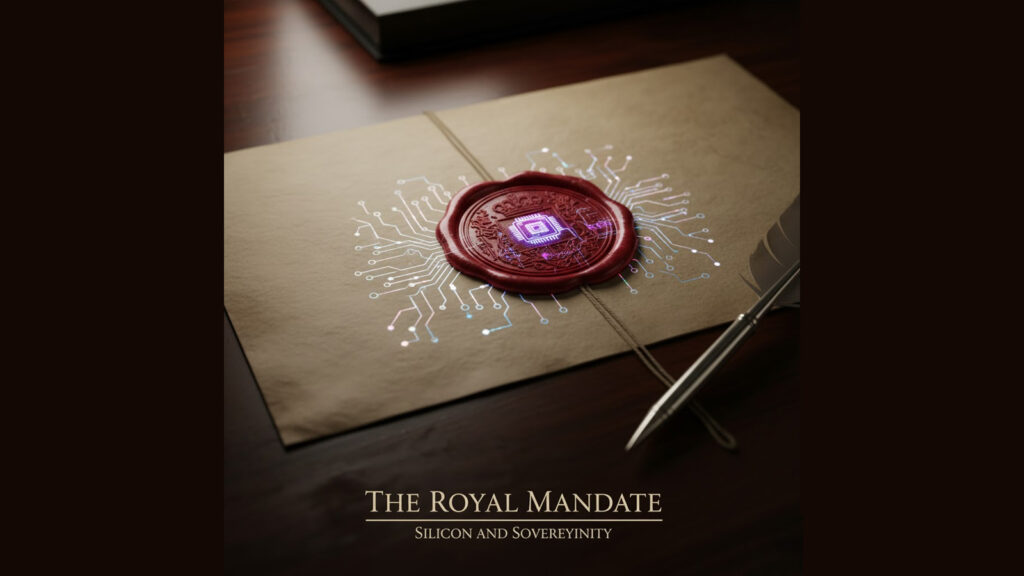 Concept illustration of King Charles’s AI safety letter with symbolic GPU reflections